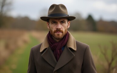 Menswear autumn winter clothing and tweed accessory collection in the English countryside, man fashion style, classic gentleman look inspiration. High quality