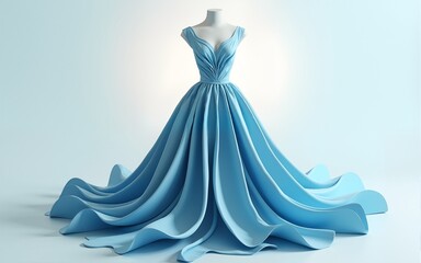 3d dress design with divergent waves from the bottom. High quality illustration. High quality