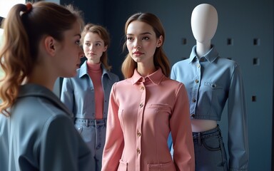 the designer uses modeling software to create clothes. High quality