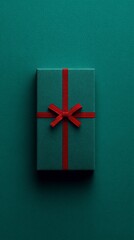 Obraz premium Coffret cadeau vert – Élégance minimaliste de Noël