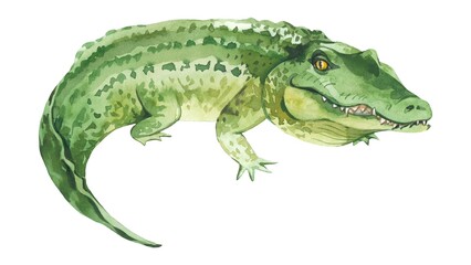Watercolor Crocodile Illustration Hand Painted Wild Reptile Wildlife Animal Art - 1