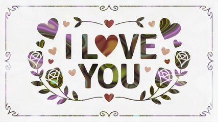 Tunnel video vj loop screensaver with colorful hearts and floral designs creating a romantic atmosphere
