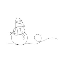 Snowman With Scarf And Hat Line Art Keywords: snowman, snow, winter, cold, christmas, holiday