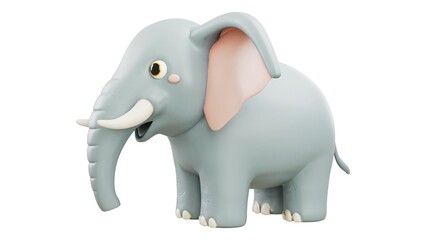 3D Gray Elephant Illustration Realistic African Wildlife Animal Art on White Background - 1