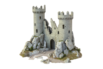 Revolution Symbol Bastille Ruined Fortress Isolated on Transparent Background