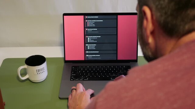 Middle Aged Male Administrative Assistant Scheduling Holiday Party - Last Minute Checklist for Festive Celebration Concept