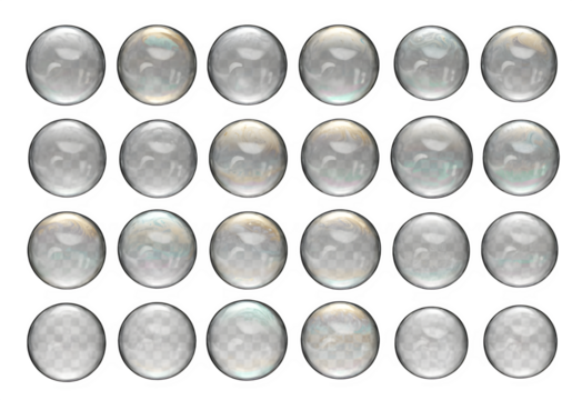 24 Ultra‑Realistic Soap Bubbles PNG Pack – Iridescent Thin Film, High‑Res, isolated on transparent background png