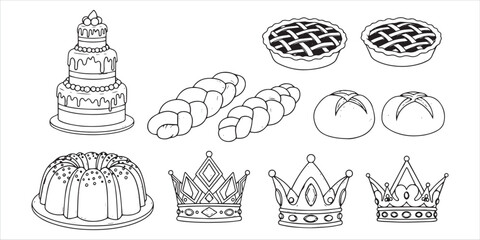 Festive baked goods and regal crowns cake bread
