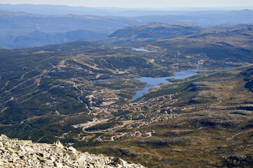  Stunning Panoramic View of Gaustatoppen and Gausta Skicenter from Norway's Highest Peak, Gaustatoppen Keywords: Norway, Scenic, Mountains, Gaustatoppen, Peak, Highest, Gausta Skicenter, Winter,