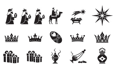 Nativity scene figures and symbols kings camel