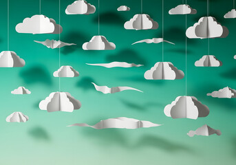 Blue sky pattern with white clouds and an umbrella icon for protection from rain