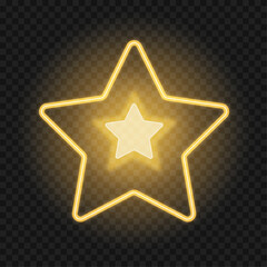 Glowing Neon Star Light Effect on Transparent Background