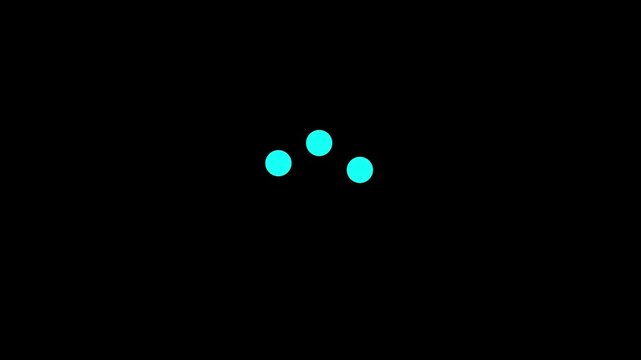 Three cyan circles arranged in a triangular formation on a black background abstract