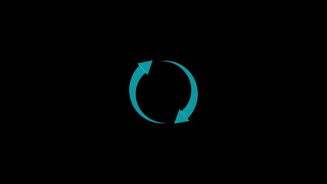 Two Teal Arrows Forming a Circular Refresh or Recycle Symbol on a Black Background image photo