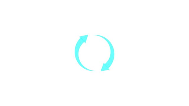 Cyan circular arrows symbol on white background circle cycle