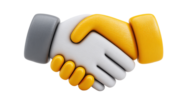 3D handshake icon with detailed textured hands symbolizing agreement partnership teamwork cooperation trust business collaboration unity and professional communication concepts on white background - Powered by Adobe