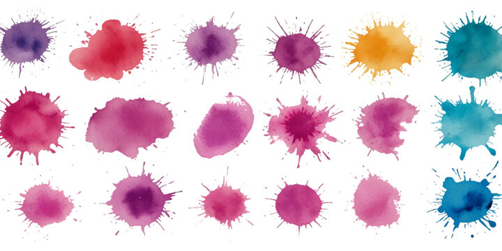 Set of watercolor circles brash multicolored. watercolor on white background.  set of vector colorful watercolor backgrounds for business card or flyer template