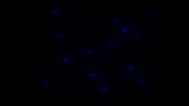 Blue Light Streaks and Dots on Black Background Keywords: blue, light, streaks, dots, glowing, motion, speed, abstract, dark, black, background, energy, technology, futuristic, science, data