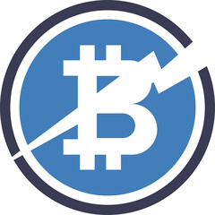 Abstract Bitcoin Cryptocurrency Symbol With Blue Circle And White Arrow Graphic Design