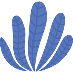 Abstract Blue Plant Elements With Transparent Background And Simple Graphic Style