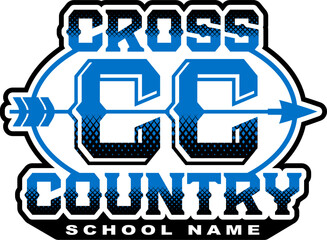 Fototapeta premium cross country team design with crossed arrows for school, college or league sports