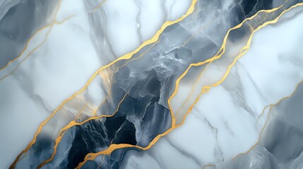 Fototapeta premium Elegant gray marble texture with golden veins creating luxurious pattern for interior design, wallpaper, or premium packaging background.