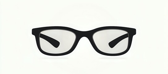 Classic black eyeglasses with rectangular frames isolated on white background, suitable for vision correction, fashion accessories, and optical store advertising.