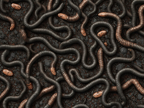 Black and brown earthworm duplings in a check pattern.