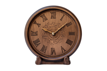 Vintage Wooden Clock Necromancy Style Dark Atmosphere Isolated on Transparent Background