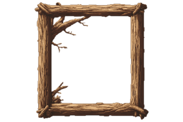 Pixel Style Wooden Frame Illustration Transparent Background