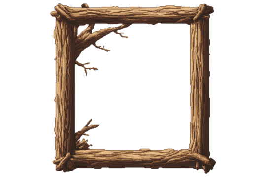 Pixel Style Wooden Frame Illustration Transparent Background
