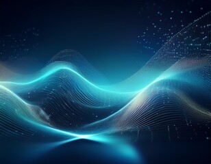 technological wave pattern with glowing particle effects and cyber aesthetics creating futuristic digital background