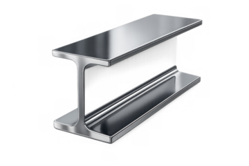 Metal i-beam profile displaying strength and industrial construction material on transparent background
