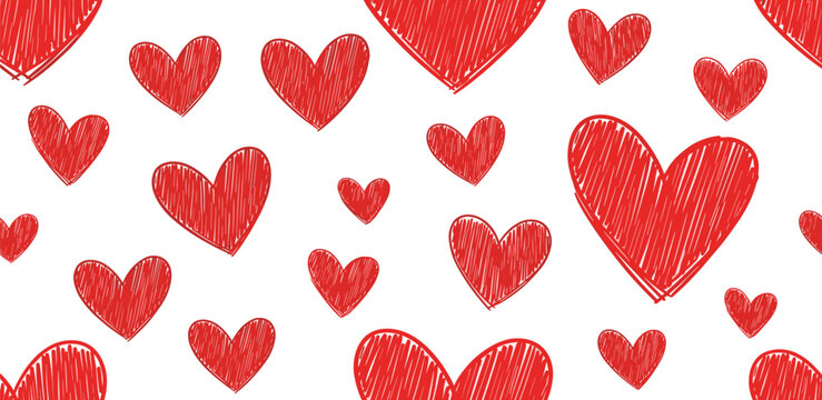 Seamless Pattern of Red Heart Shapes A Romantic and Artistic Design for Backgrounds