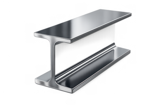 Metal i-beam profile displaying strength and industrial construction material on transparent background