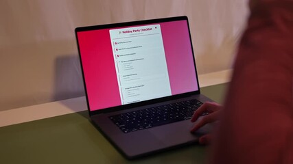 Middle Aged Male Administrative Assistant Scheduling Holiday Party - Last Minute Checklist for Festive Celebration Concept