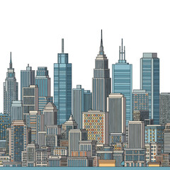 Obraz premium Cityscape of skyscrapers and buildings in urban environment.