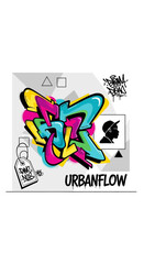 Obraz premium Colorful Graffiti Art with Urbanflow Text.