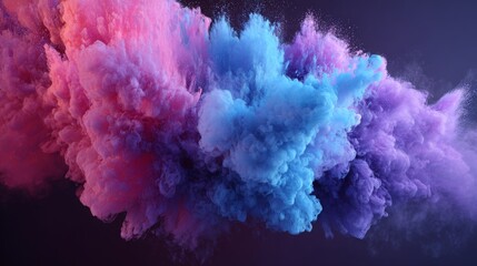 Neon pink, blue, and purple smoke cloud, magical haze explosion effect.