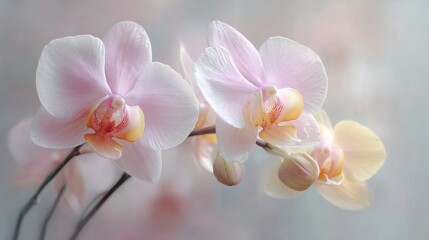 Pastel orchid close-up in soft focus as background.