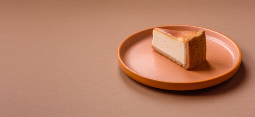 New York cheesecake, a slice of sweet pie, a classic cheesecake dessert. New York cheesecake