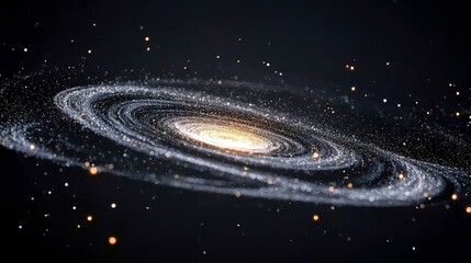A detailed view of a spiral galaxy, showcasing its luminous core and intricate arms composed of countless stars and cosmic dust.