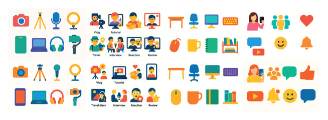 Fototapeta premium Colorful media and communication icons