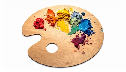 Artist’s palette with colorful paint dabs.
