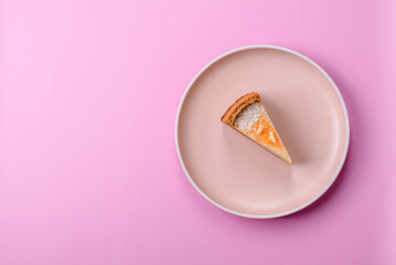 Cheesecake, a slice of sweet pie, a classic cheese dessert. Cheesecake as a food background