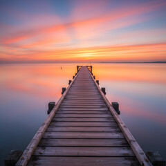 Fototapeta premium wooden pier at sunset