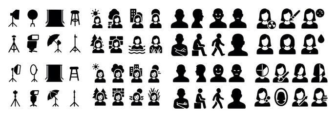 Diverse silhouette icon collection set