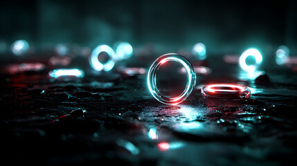 Glowing Circles on a Dark Surface