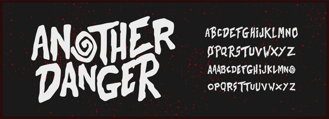 Rough hand drawn vector font. Typography for movie, music, apparel with rough and playful horror vibe.  © yotaku