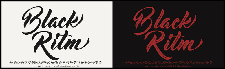 Elegant script vector font. Regular script and textured style font. Alphabet with uppercase, lowercase, number, dan variation. Hand drawn rough and grunge typography. 